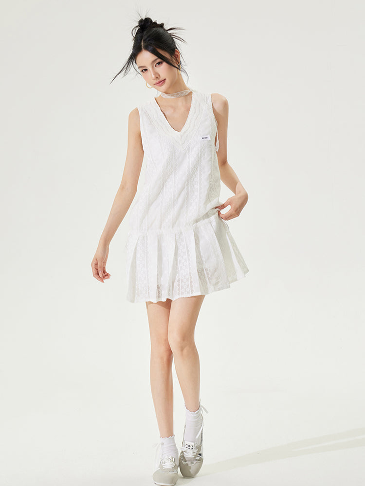 V-neck Tie-up Sleeveless Dress - CHINASQUAD