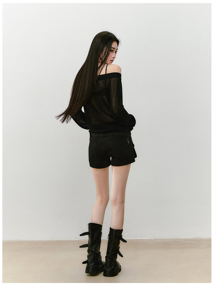 Knitted Floral Convertible Hollow-out Coat - CHINASQUAD