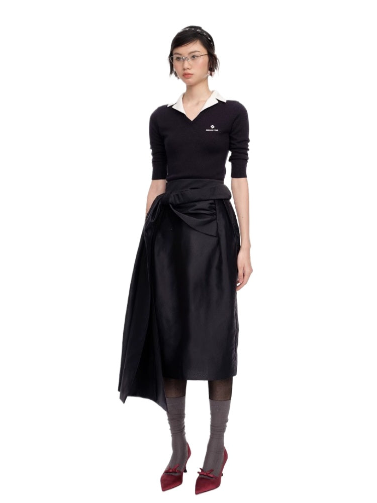 Side Bow-Detail Long Skirt - CHINASQUAD