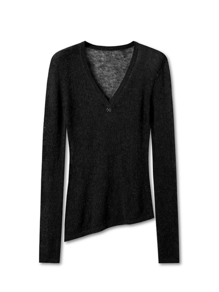 Alpaca Irregular Thin Long-sleeve Blouse - CHINASQUAD