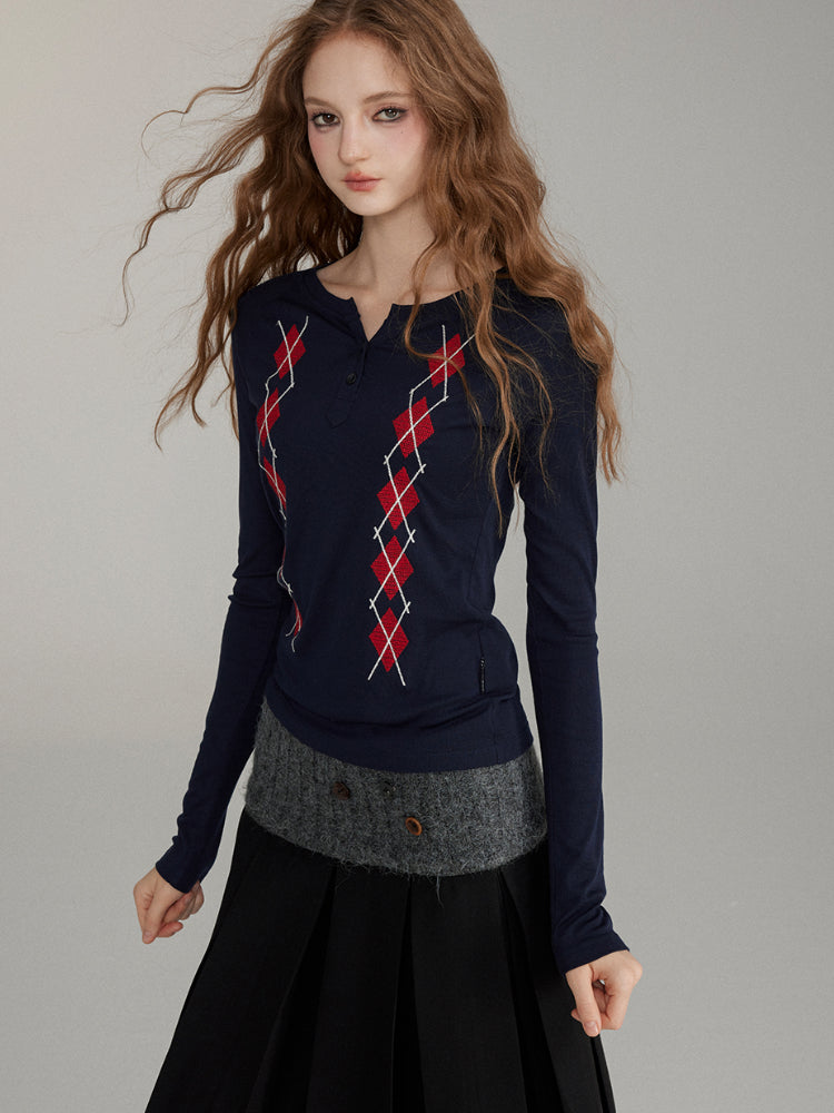 Wool Embroidered Pattern Knit Crewneck - CHINASQUAD