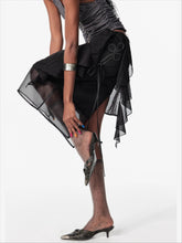 Layered Mesh Tie-Up Midi Skirt - CHINASQUAD