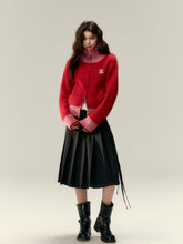 Color-Block High-Neck Knit Cardigan - CHINASQUAD