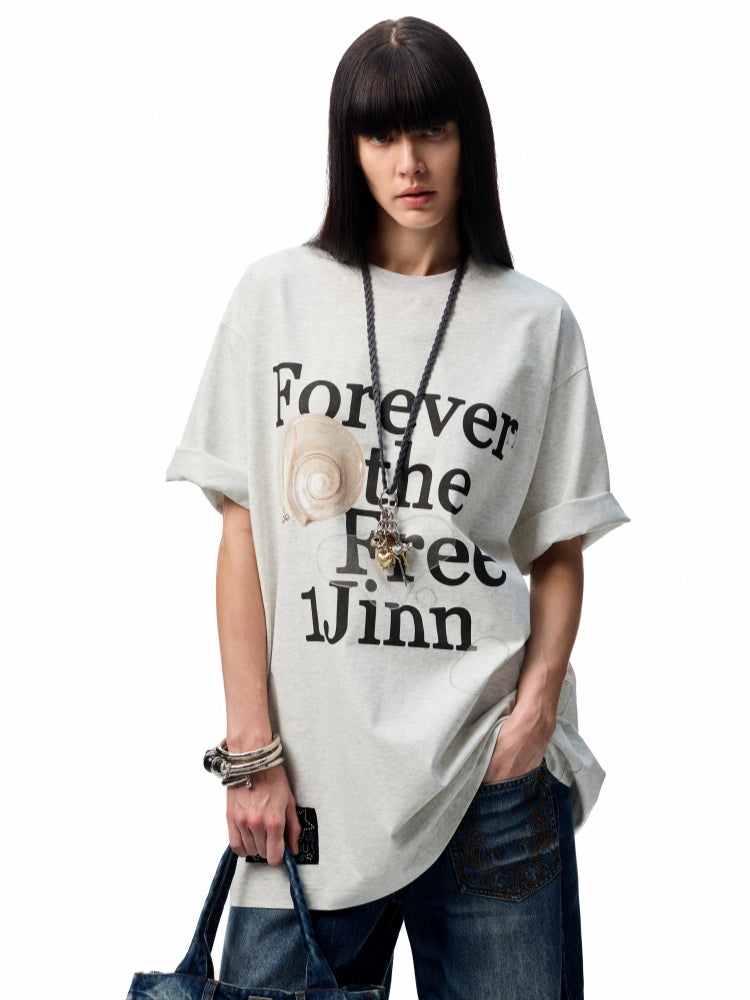 Oversize Floral Alphabet Printed T-shirt - CHINASQUAD