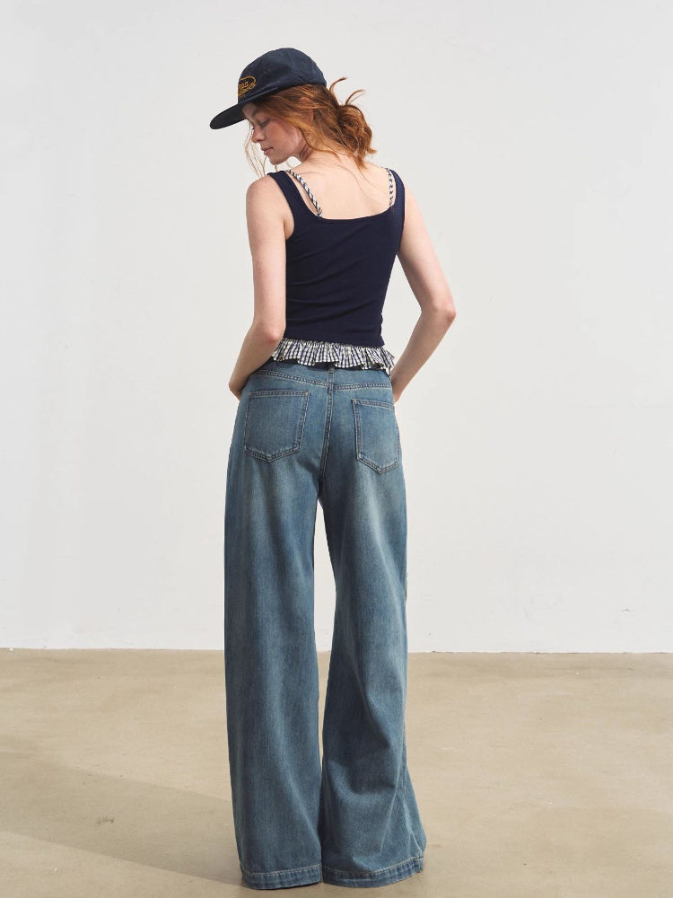 Plaid Halter Fake Two-Piece Inner Vest - CHINASQUAD