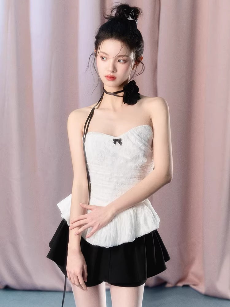 White Lace Corset Tube Top