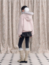 Pink Bow Tie Hooded Fur Baseball Jacket - CHINASQUAD