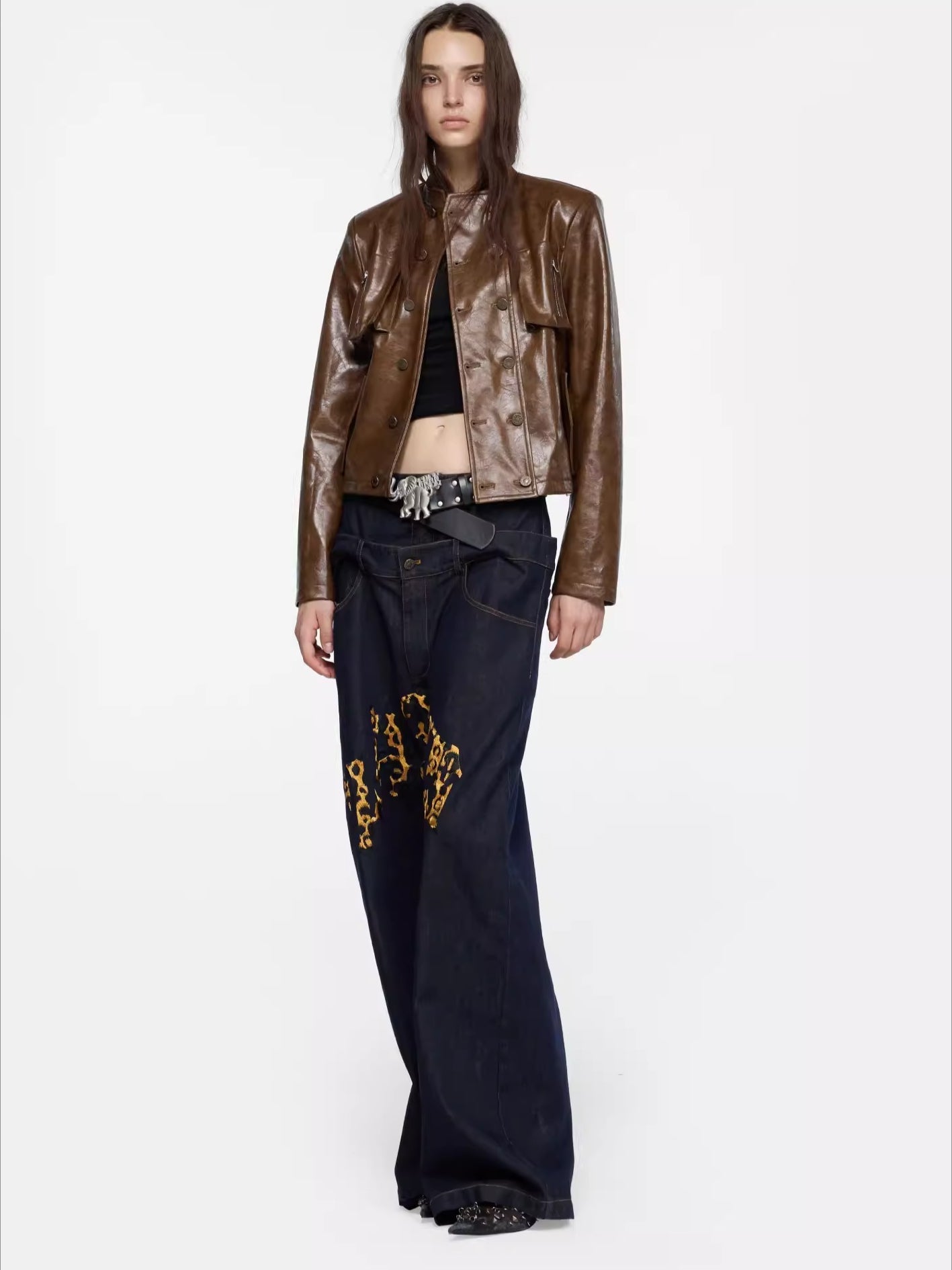 Chinese Punk Faux Leather Jacket