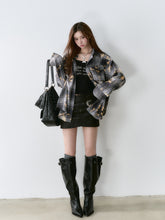 Washed Vintage Rose Beaded Shirt Jacket - CHINASQUAD