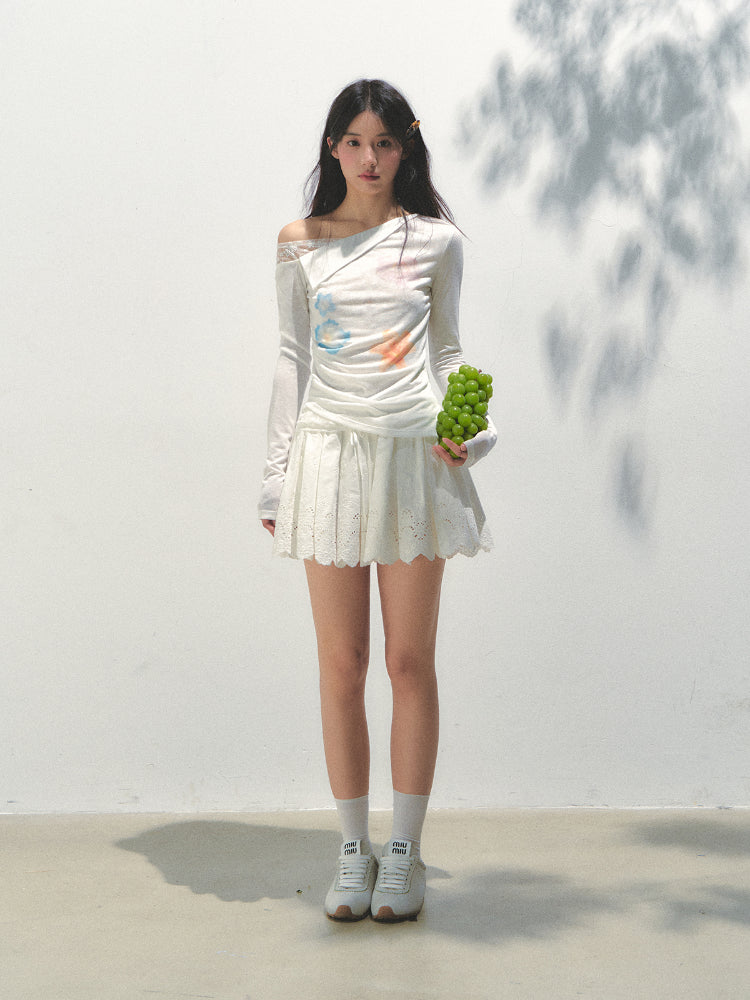 Lyocell Asymmetric Shoulder Long-sleeve T-shirt - CHINASQUAD