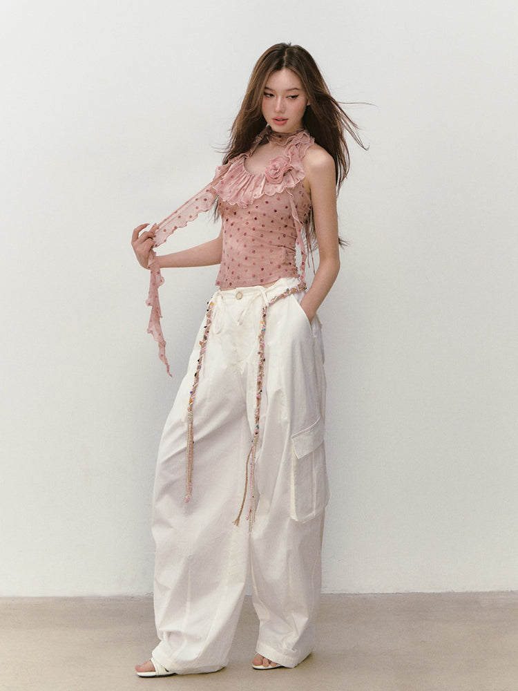 Ribbon-Flower Halter Vest - CHINASQUAD