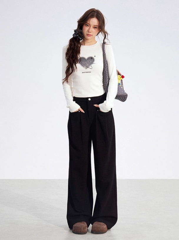 Chenille Fleece-Lined Wide-Leg Pants