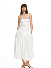 Color - Block Splicing Strappy Puff Dress - CHINASQUAD