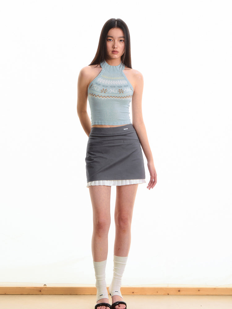 Fair Isle High-Waist Backless Top - CHINASQUAD