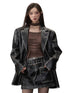 Vintage PU Leather Jacket & Skirt Two-Piece Set - CHINASQUAD
