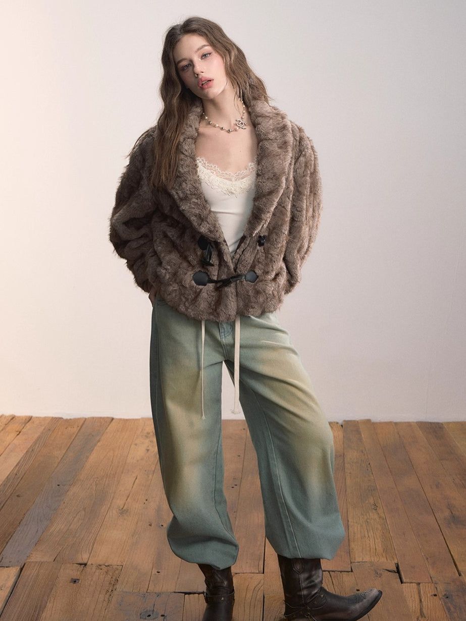 Reversible Faux Fur Toggle Jacket