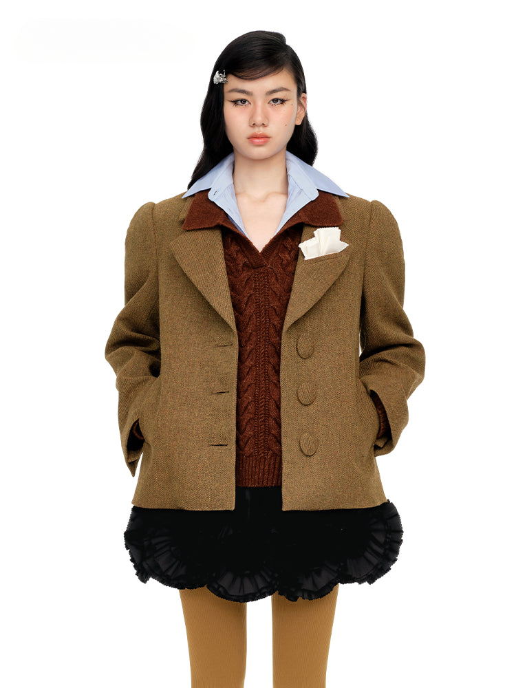 Wool Lapelled Structured Blazer - CHINASQUAD