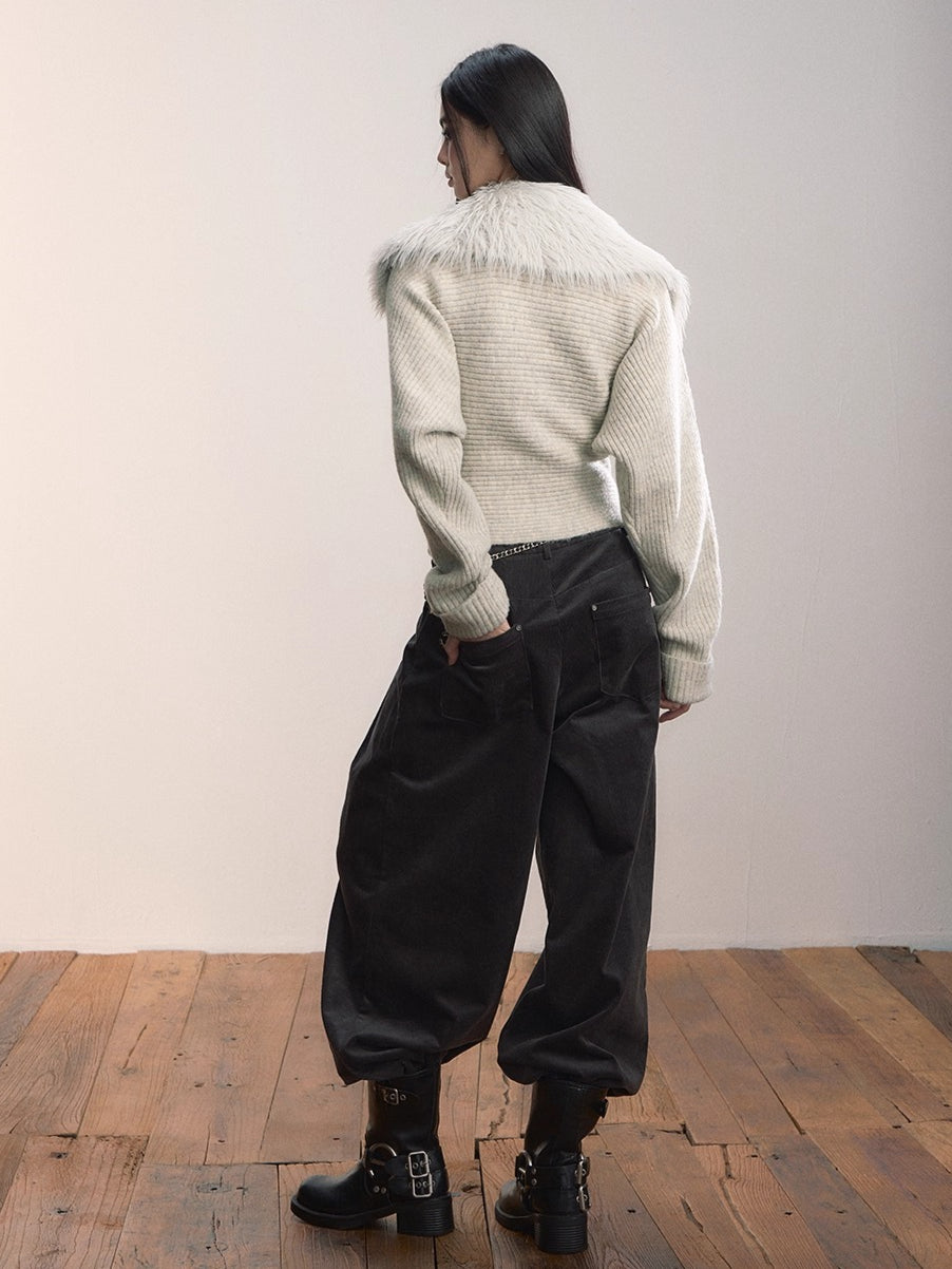 Corduroy Pleated Relaxed Trousers