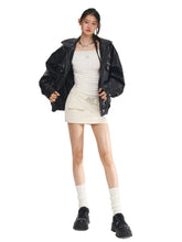 Black & White Vintage Silhouette Collar Moto Jacket - CHINASQUAD