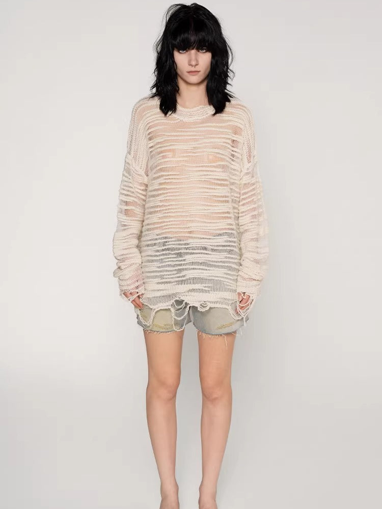 Textured Slub Wool Knit Sweater