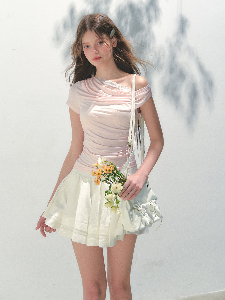 Fake Two-piece Off-the-Shoulder Short-sleeve T-shirt - CHINASQUAD