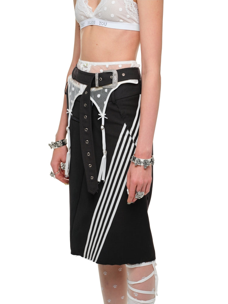 Striped Panel Midi Pencil Skirt - CHINASQUAD