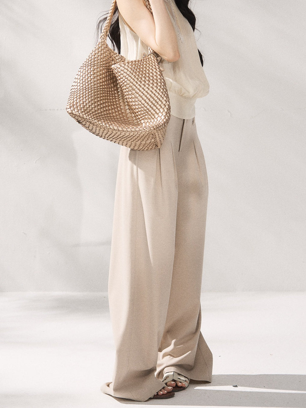 High-Waisted Relaxed Wide-Leg Trousers