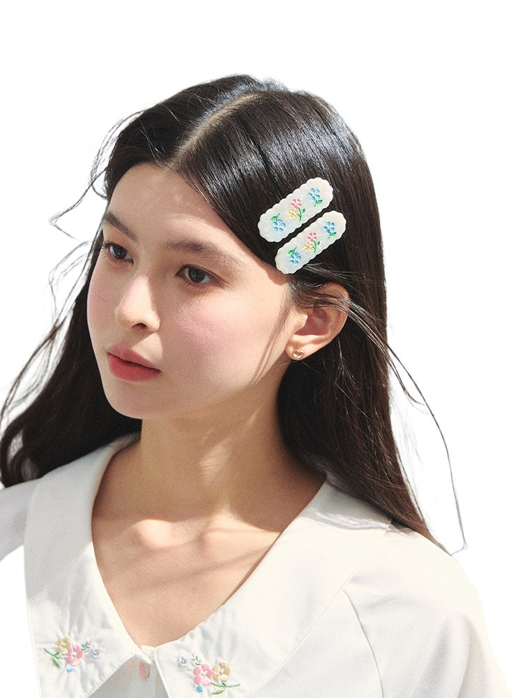 Hand-painted Flower Acetate Hair Clip