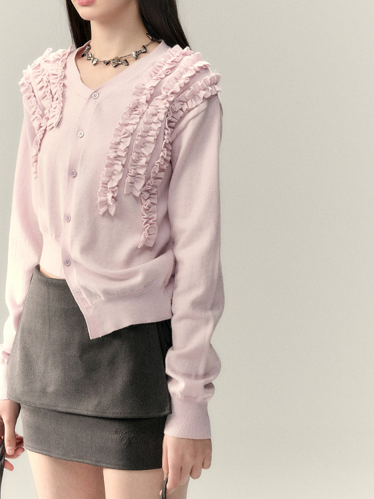 Irregular Ruffle Design Knit Top - CHINASQUAD