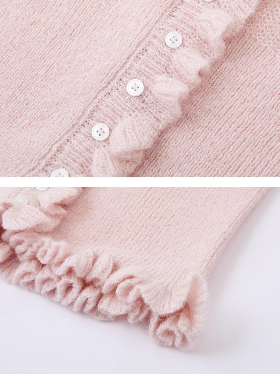 Deep V-Neck Ruffle Waist Cardigan