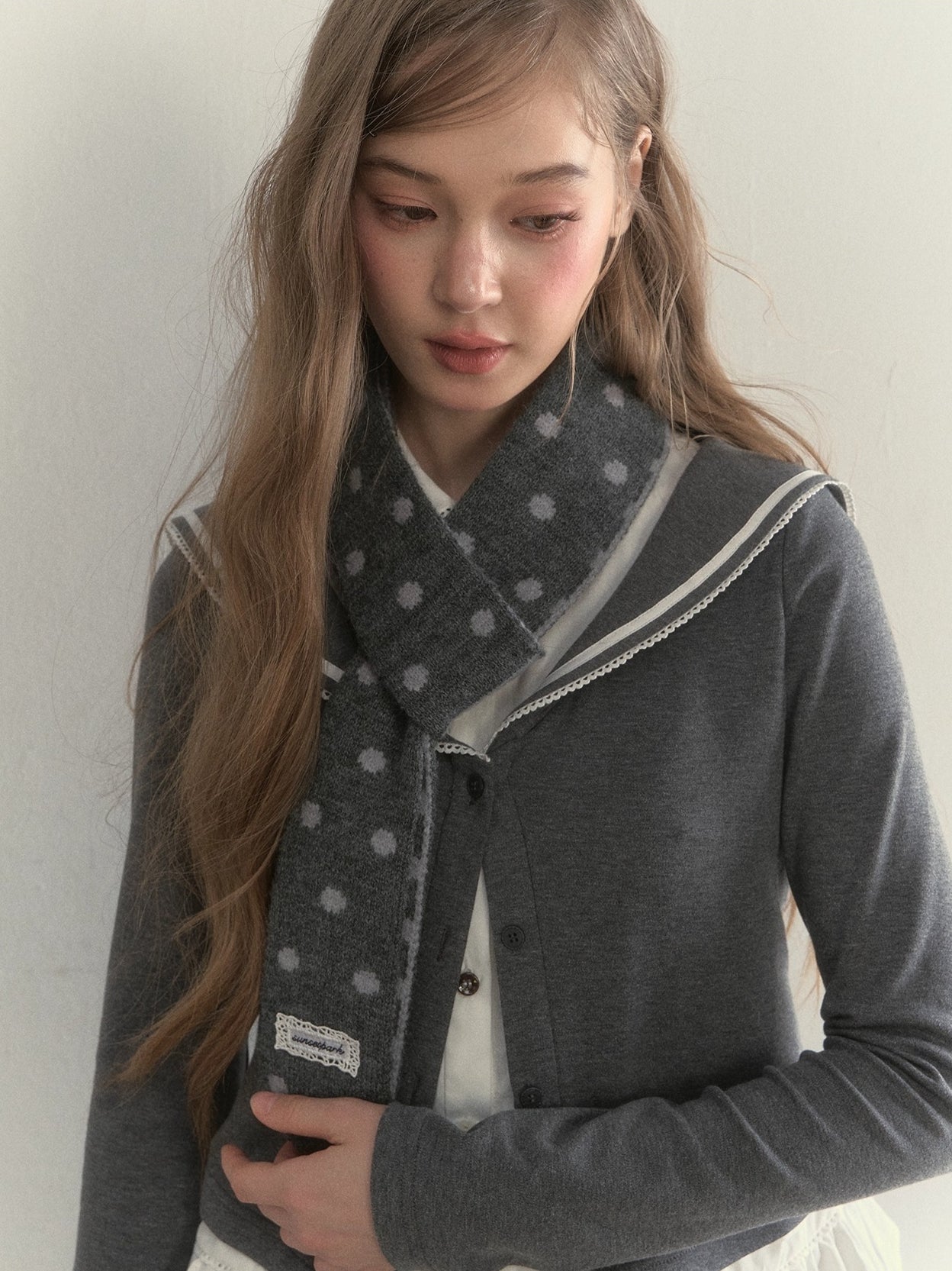 Multi-Color Ribbon Detail Knit Scarf