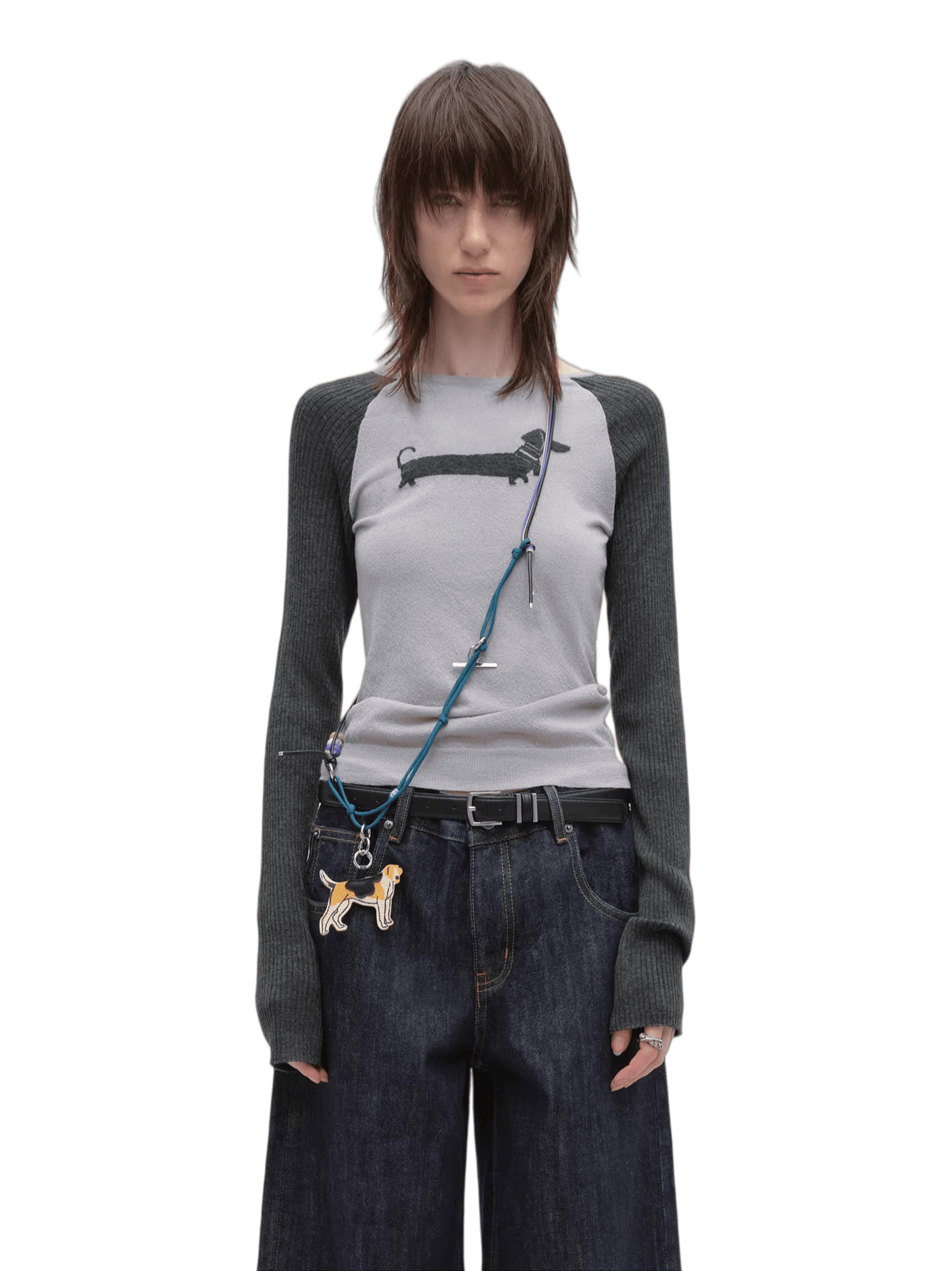 Dachshund Raglan Long-Sleeve Knit T-Shirt