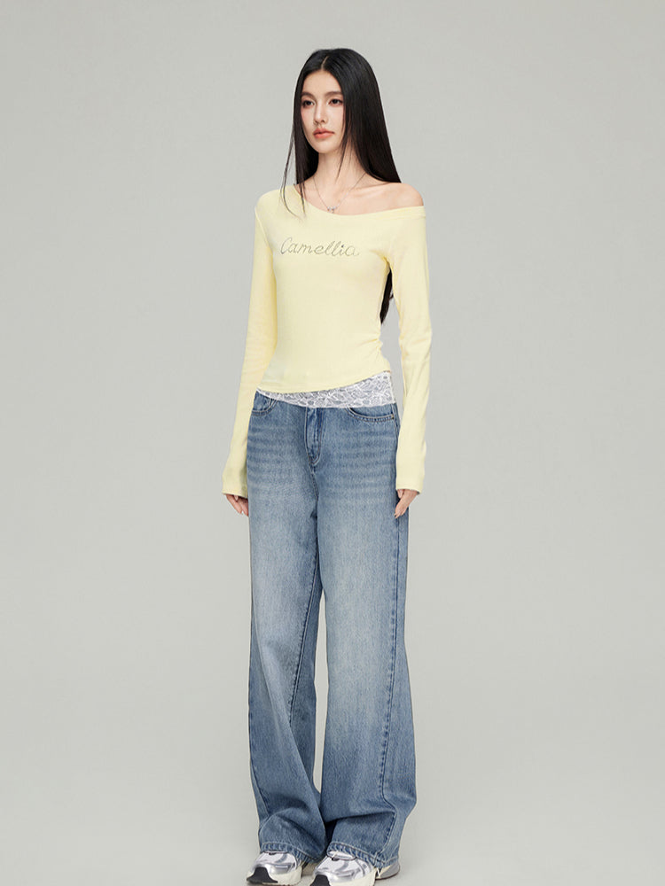 Rhinestone Off-Shoulder Top - CHINASQUAD