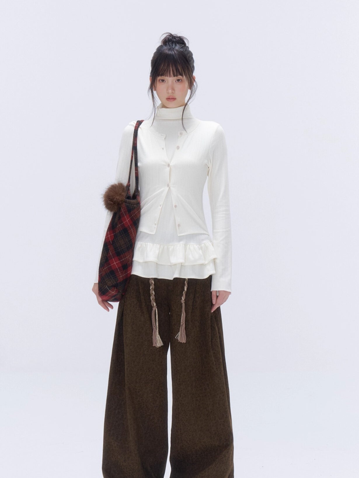 Leopard Pocket Pleated Wide-Leg Pants