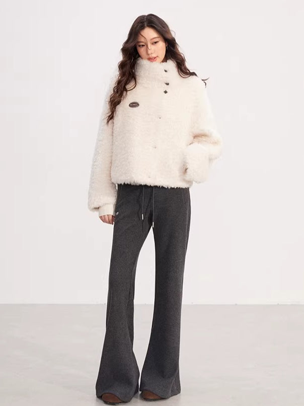 High-Waisted Fleece-Lined Micro-Flare Pants