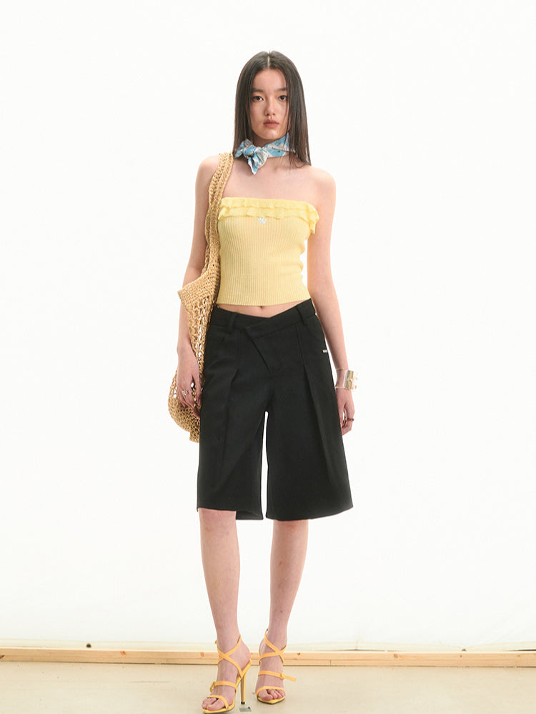 Black Low-Waist Bermuda Shorts - CHINASQUAD