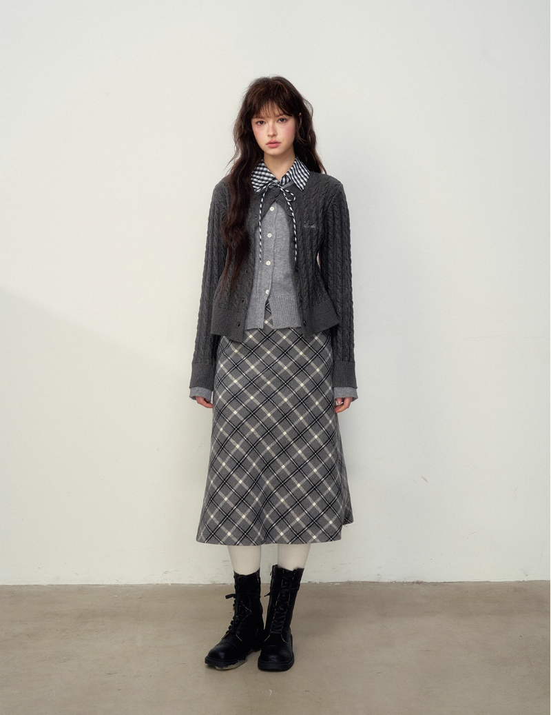 Pink Plaid Bodycon Skirt
