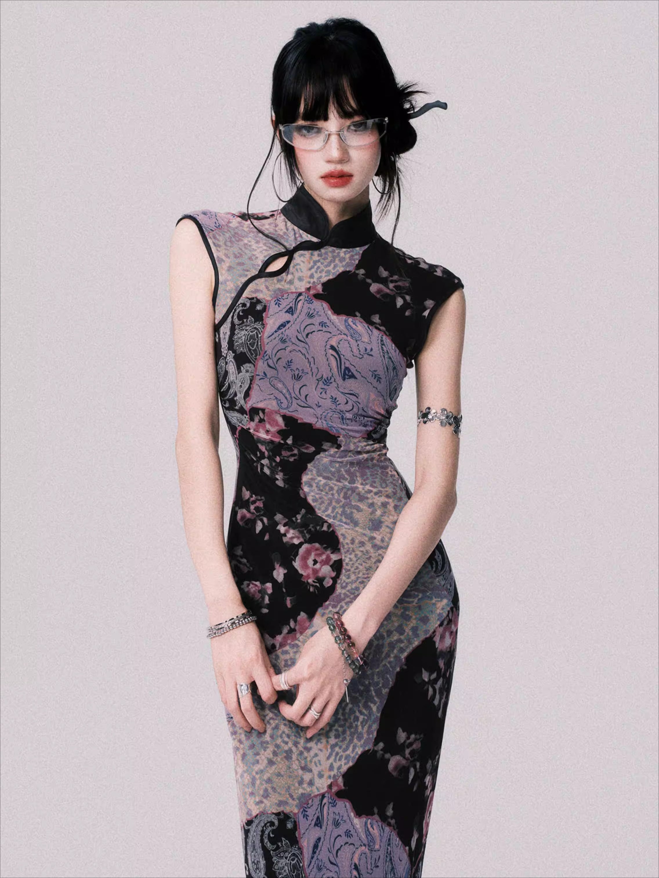 Mesh New Chinese-Style Cheongsam Dress