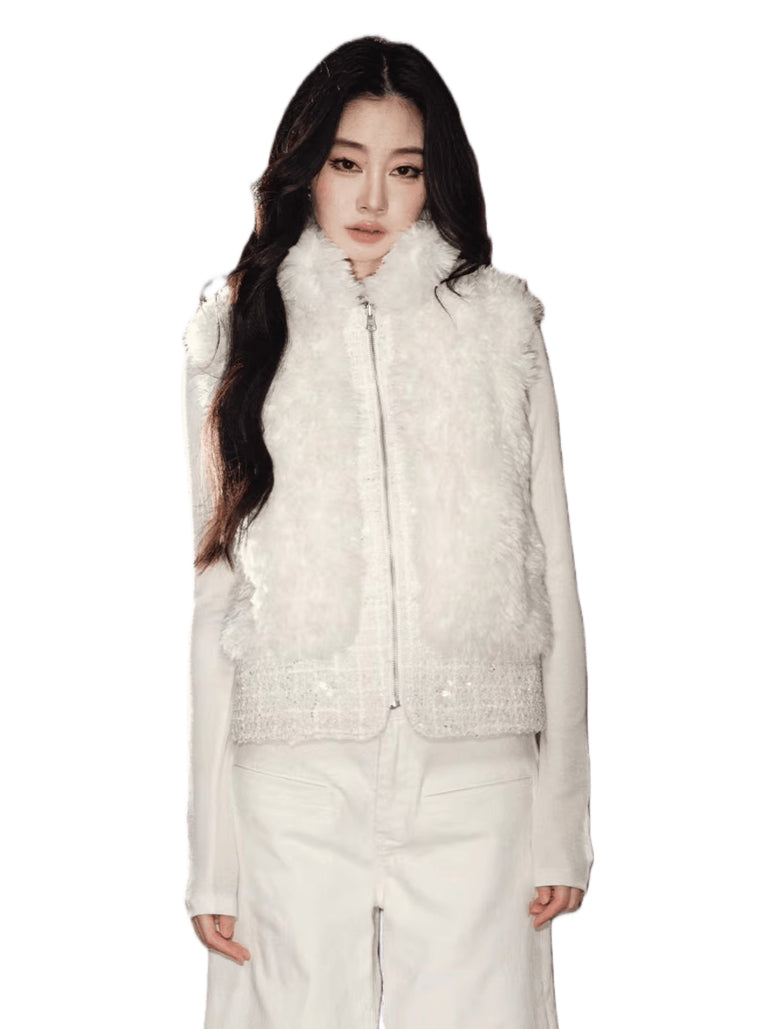 Heavyweight Beaded Wool-Blend Fleece Vest