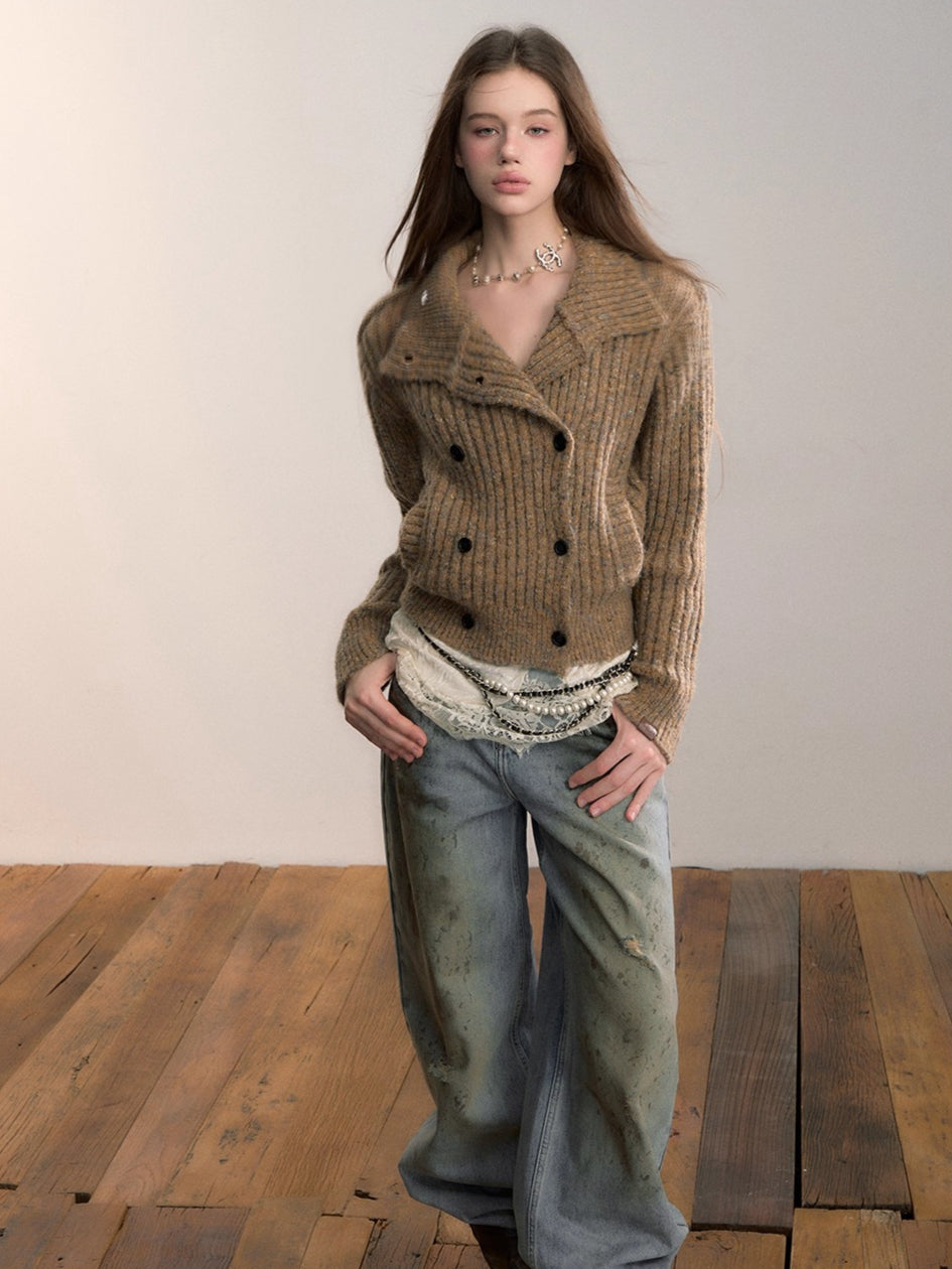 Multicolor Yarn Turtleneck Knit Turtleneck