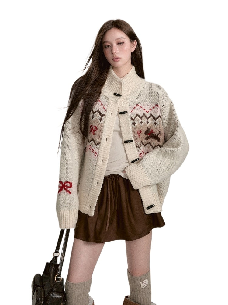 Fair Isle Loose Knit Cardigan - CHINASQUAD