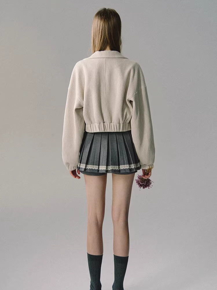 Vintage Preppy Low-Rise Pleated Mini Skirt