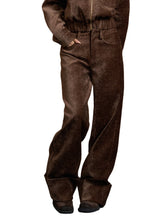 Suede High-waisted Folded Cuff Trousers - CHINASQUAD