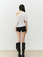 Asymmetric Shoulder 3D Floral T-shirt - CHINASQUAD