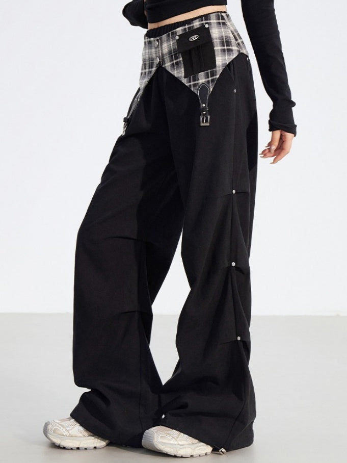 Detachable Plaid Utility Cotton Pants - CHINASQUAD
