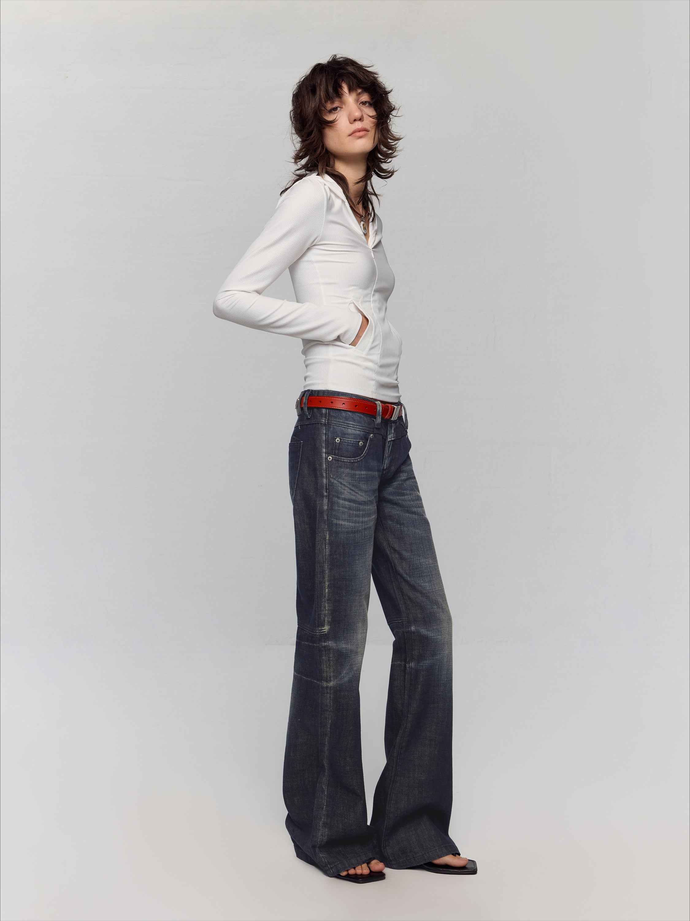 Black-Blue Low-Waist Flared & Bell-Bottom Pants Pants - CHINASQUAD