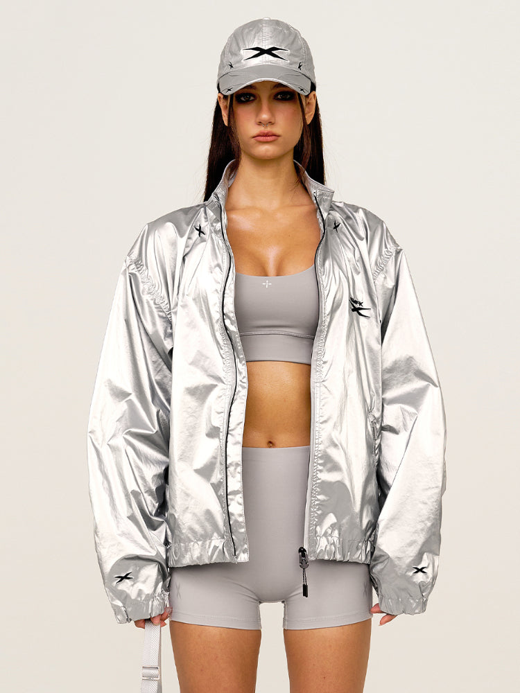 Silver & Black Loose Oversized Sports Jacket - CHINASQUAD