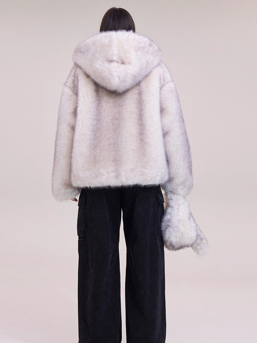 Cross Relic Oversized Faux Fur Hoodie