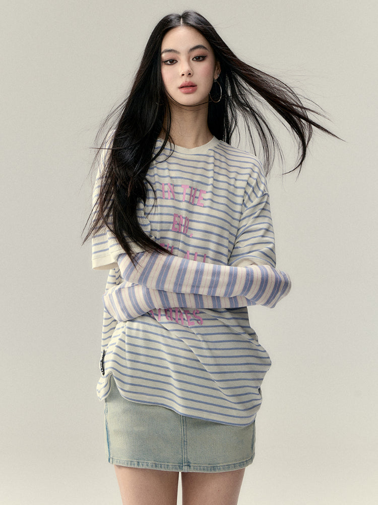 Floral Print Round Neck Short-Sleeve T-shirt  - CHINASQUAD