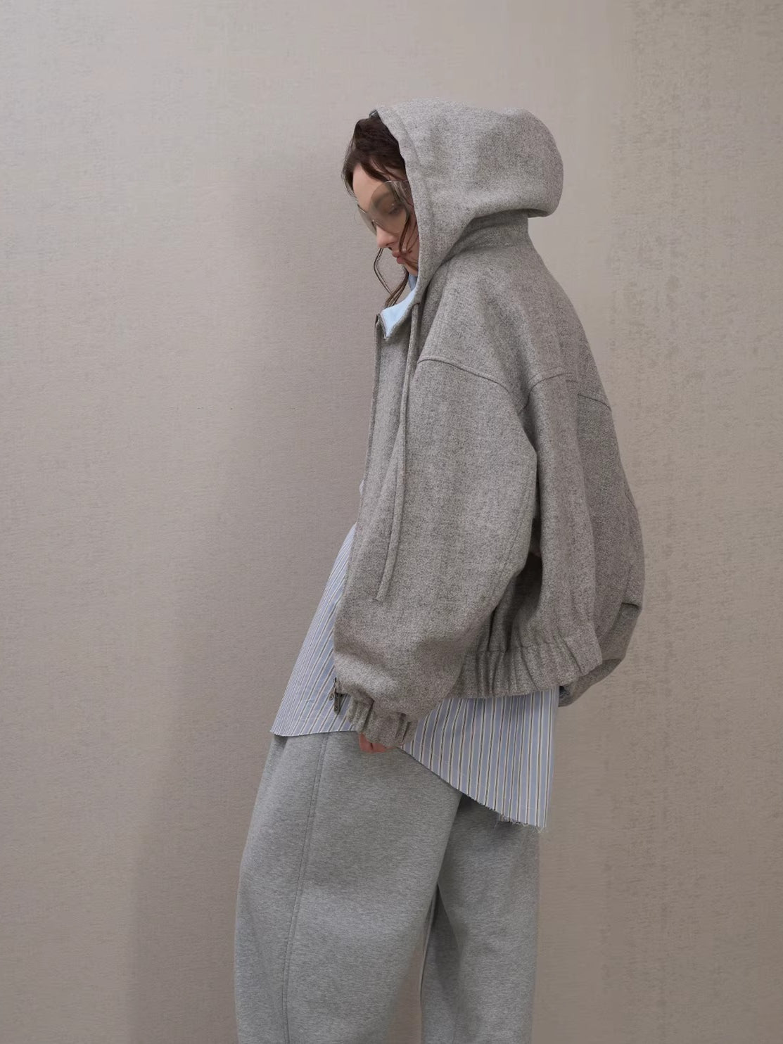 Wool-Blend Hooded Varsity Jacket